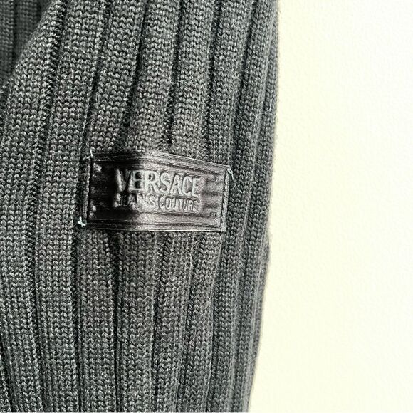 VTG Versace Jeans Coture Full Zip Ribbed Long Sleeve Sweater jacket Mens XXL - Picture 6 of 16